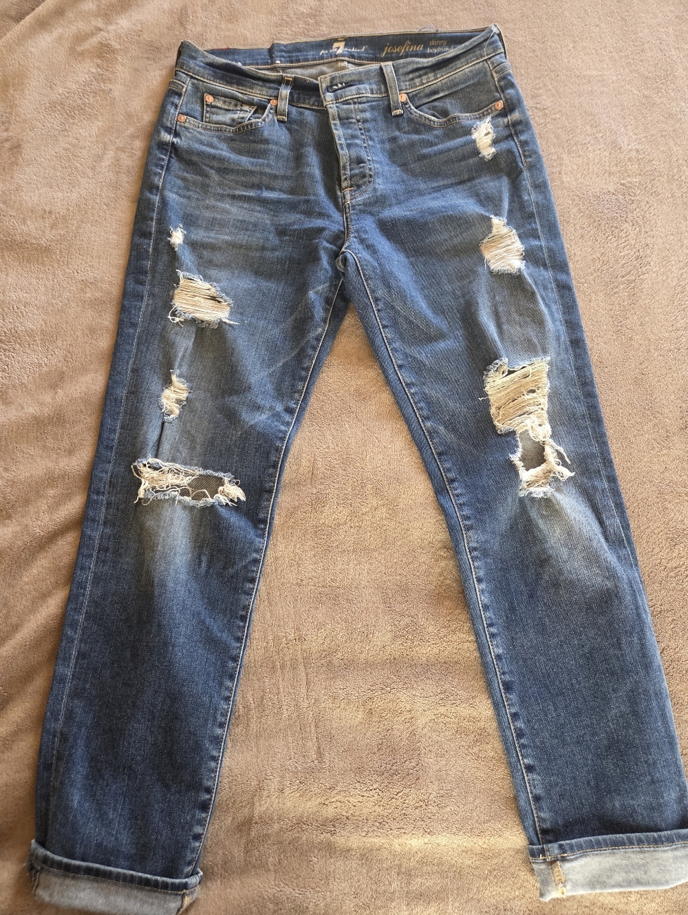 Distressed Blue Women Jeans -